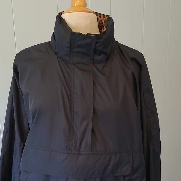 Lauren James Black Windbreaker Jacket with Leopard Print - Picture 2 of 11